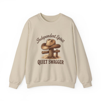 Crewneck Sweatshirt — "Independent Spirit, Quiet Swagger" Western Hat Graphic