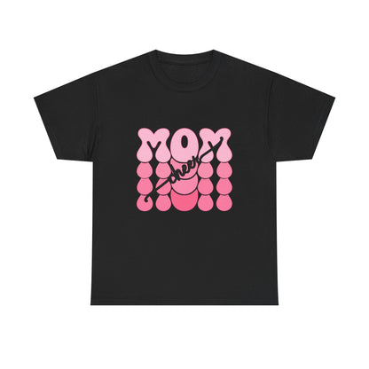 MOM Cheer – Pink Bubble Letter Spirit Tee