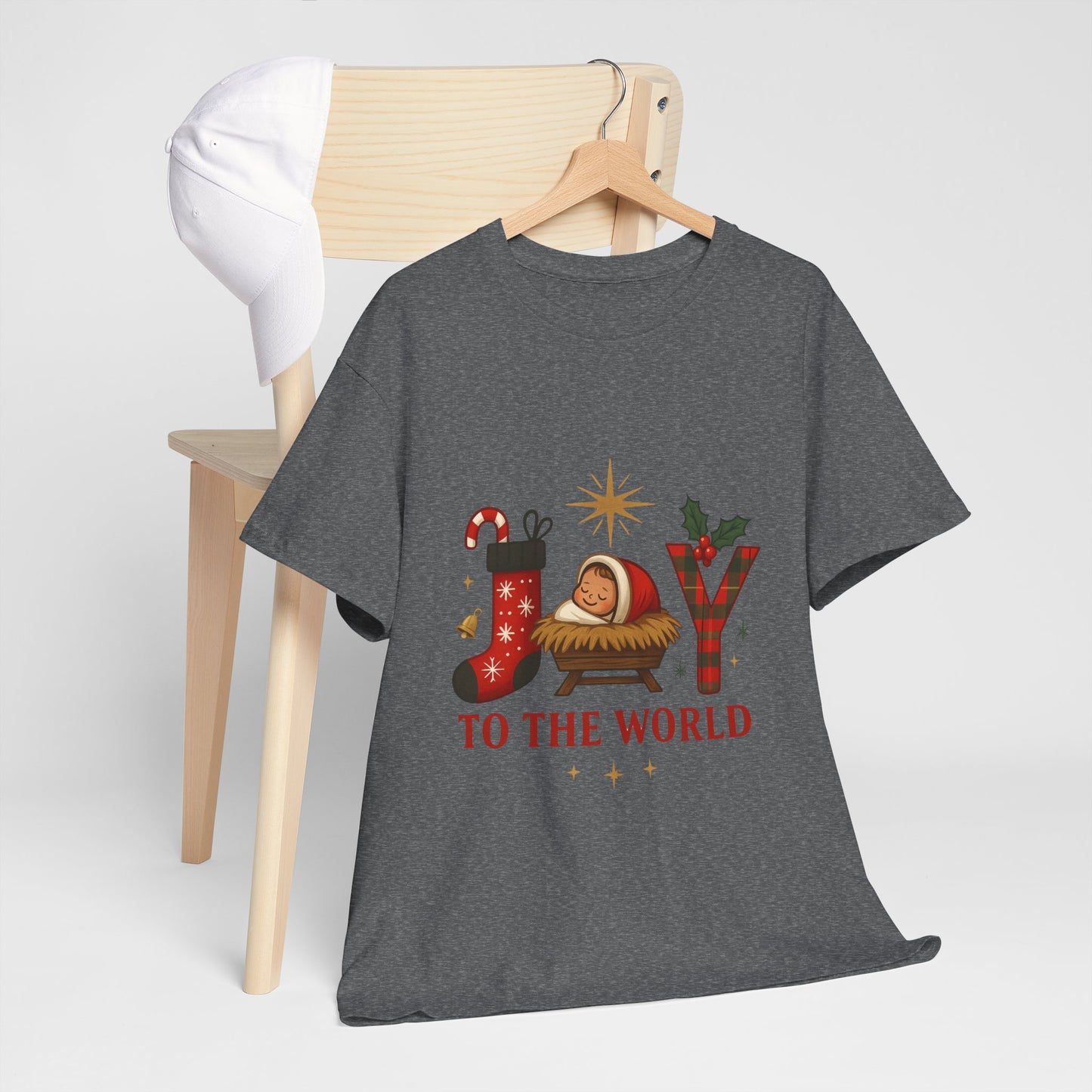Christmas Joy Unisex Tee with Baby Jesus Illustration