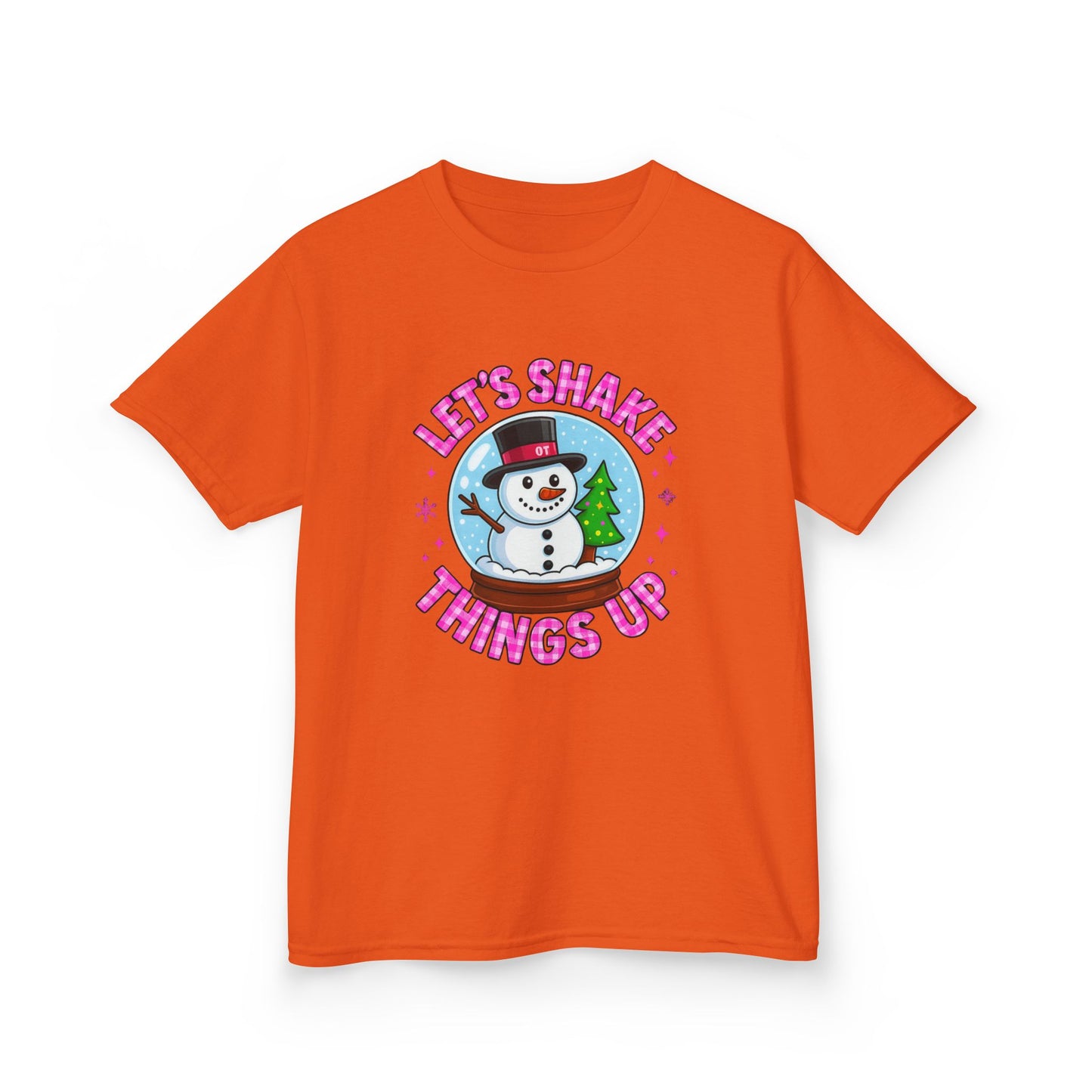 Shake Things Up! Snowman & Dino Christmas Kids Tee