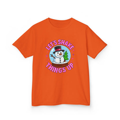 Shake Things Up! Snowman & Dino Christmas Kids Tee