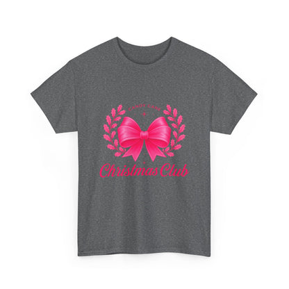 Christmas Tee with Pink Bow and Candy Cane Christmas Club Text