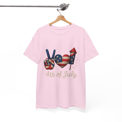 Peace Love Fireworks Tee – Patriotic 4th of July Shirt