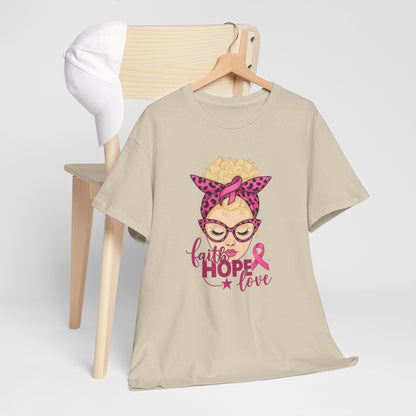 Hope Love Pink Ribbon Tee - Breast Cancer Awareness