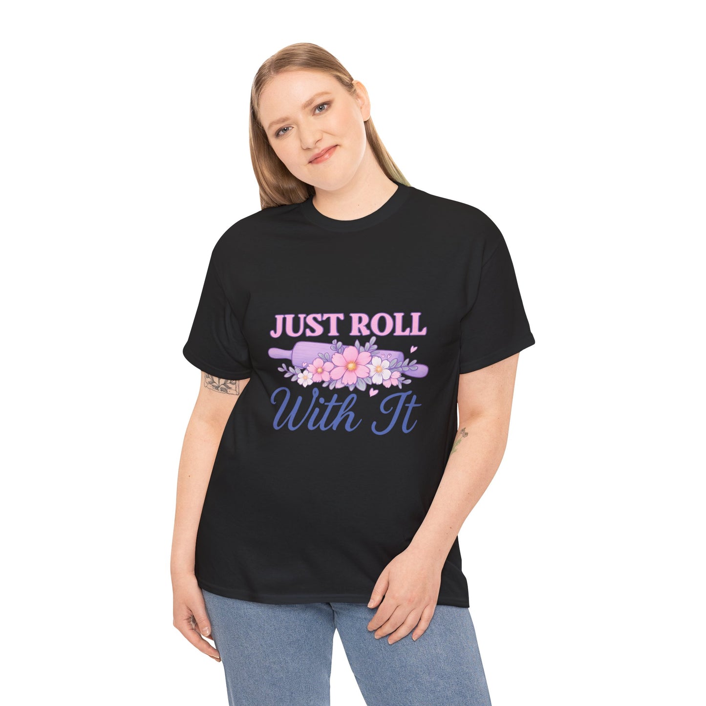 Floral Tee 'Just Roll With It'