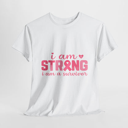 I AM STRONG - Pink Ribbon Breast Cancer Awareness Tee