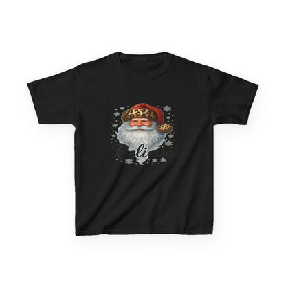 Leopard Print Santa 'Believe' Kids Christmas Tee
