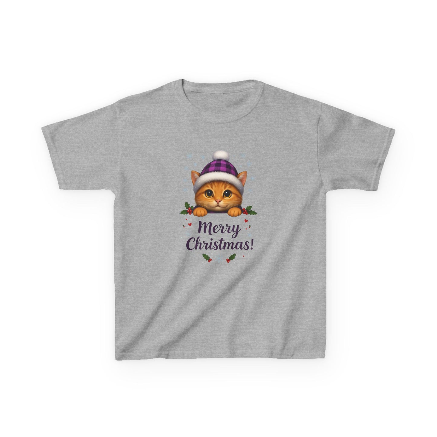 Ginger Cat Merry Christmas Kids Tee