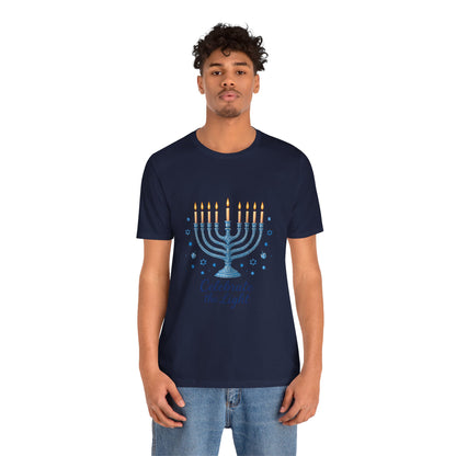 Hanukkah Menorah Tee — "Celebrate the Light" Holiday T‑Shirt