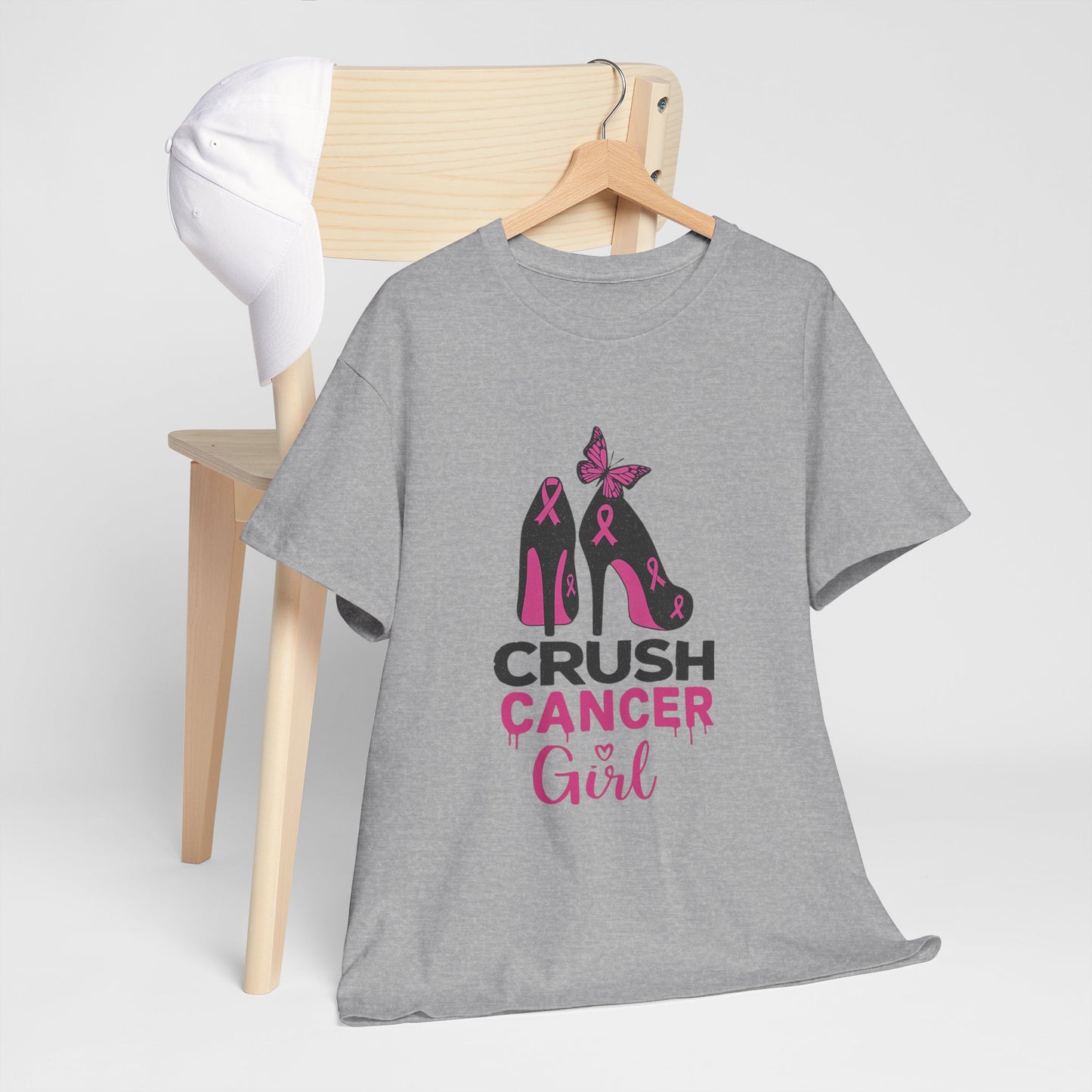 Crush Cancer Girl Tee: High Heels, Pink Ribbon, Hope