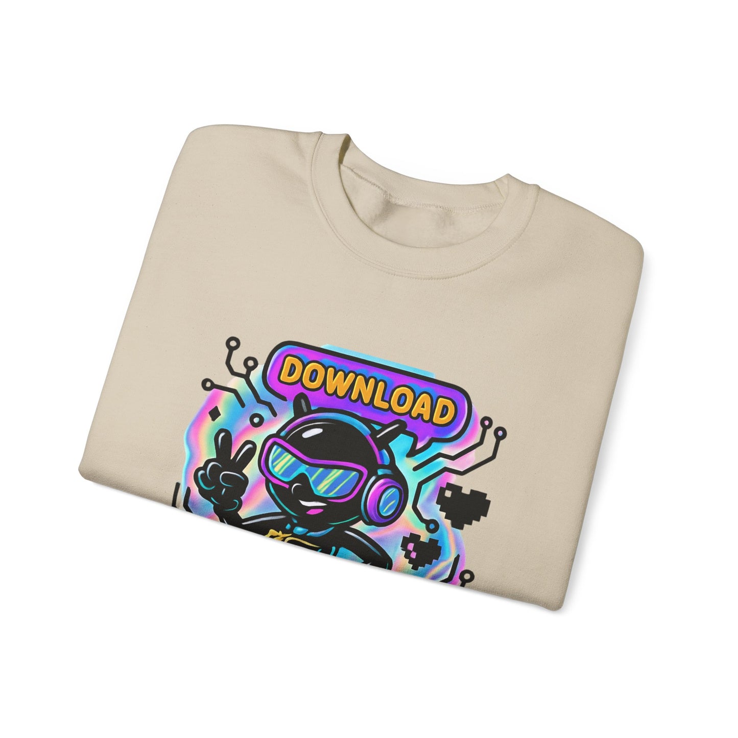 Retro Cyber Alien 'Download Now! Yes!' Crewneck Sweatshirt