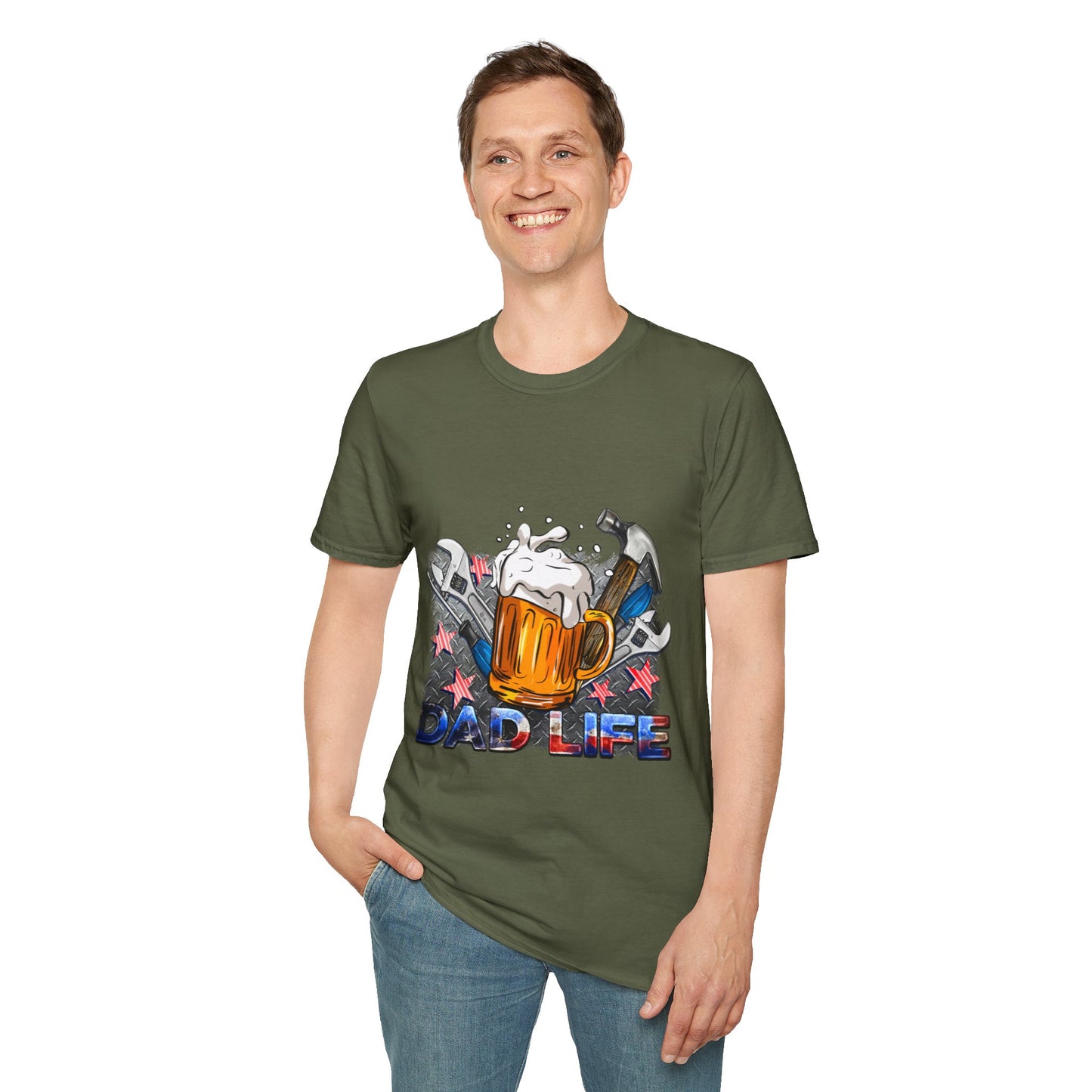 Camiseta gráfica "Papá Vida", camiseta unisex de estilo suave, regalo para el Día del Padre, ropa para amantes de la cerveza, ropa informal de fin de semana, regalos para papá
