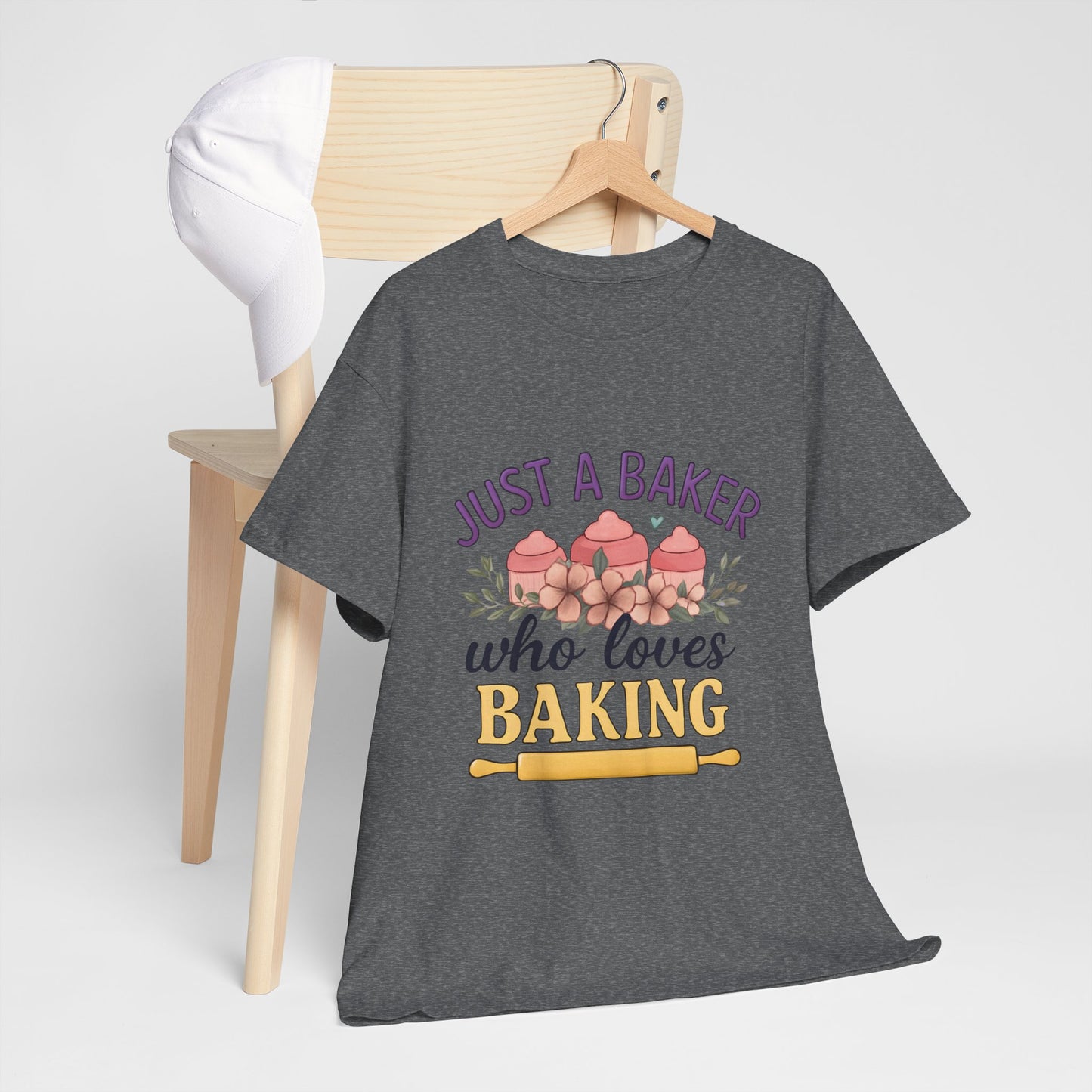 Baking Lover Tee with Cupcake and Rolling Pin Design