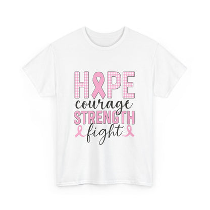 Hope, Courage & Strength Pink Ribbon Awareness Tee