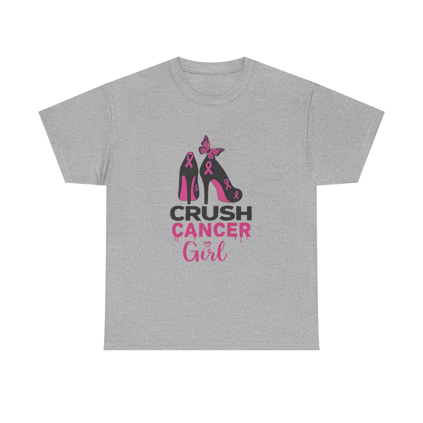 Crush Cancer Girl Tee: High Heels, Pink Ribbon, Hope