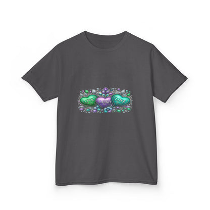 Live Laugh Love Dinosaur Heart Kids Christmas Tee