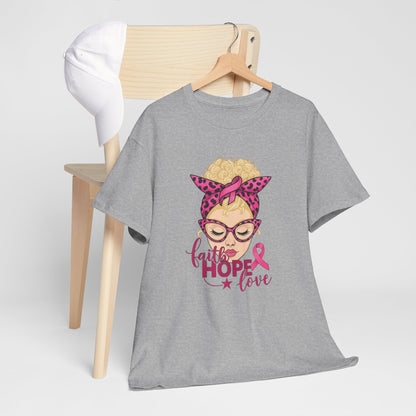 Hope Love Pink Ribbon Tee - Breast Cancer Awareness