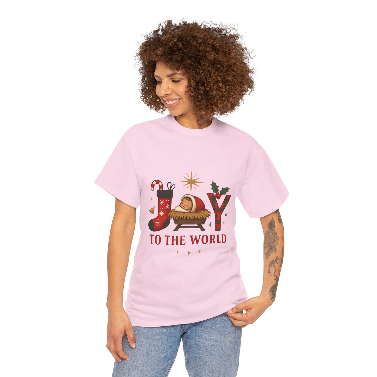 Christmas Joy Unisex Tee with Baby Jesus Illustration