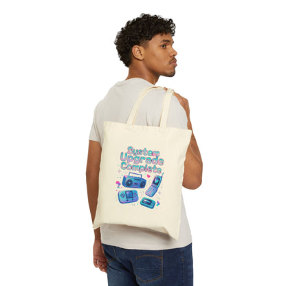 System Upgrade Complete Tote Bag — Retro Gaming Cotton Canvas Tote