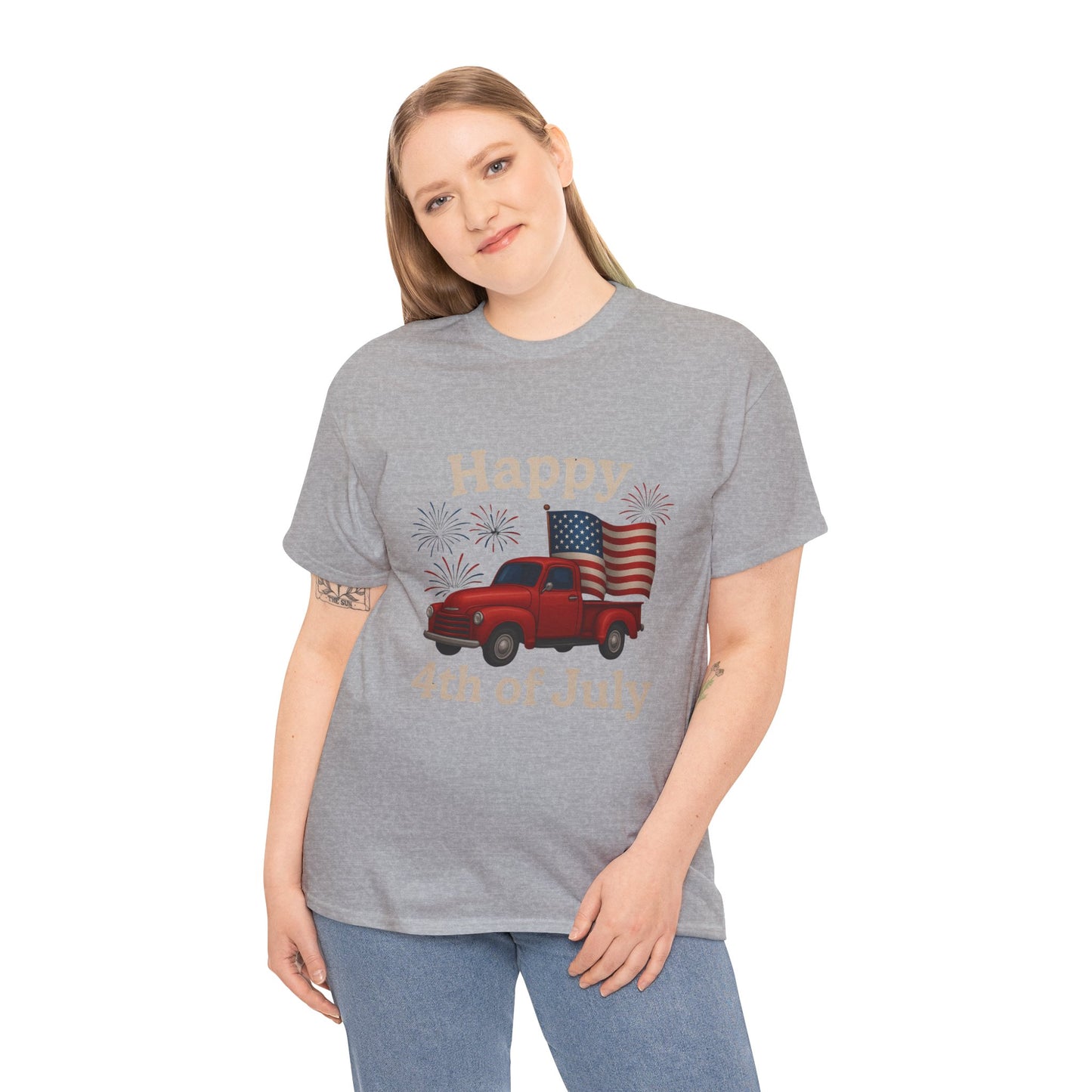 🚙 Happy 4th of July Truck Tee – Patriotic Vintage Pickup Shirt