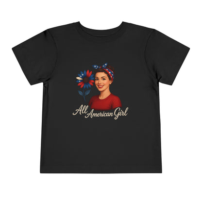 Toddler Tee All American Girl Patriotic Floral Shirt
