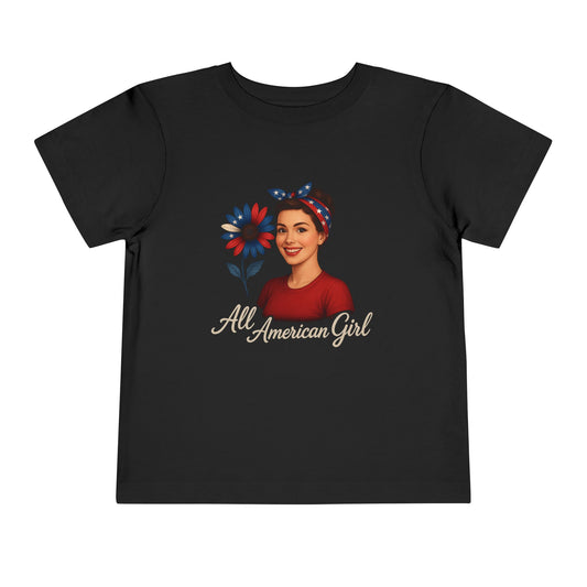 Toddler Tee All American Girl Patriotic Floral Shirt