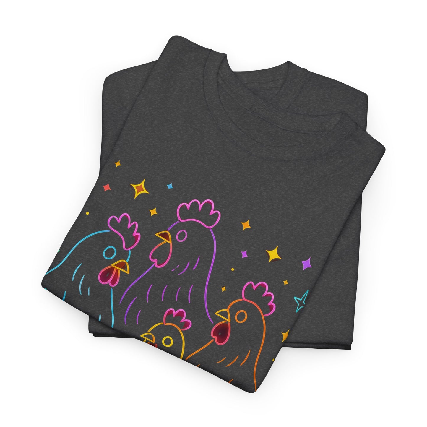 🌻 Autumn Chickens & Pumpkins Tee – Colorful Farm Harvest Shirt