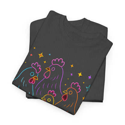 🌻 Autumn Chickens & Pumpkins Tee – Colorful Farm Harvest Shirt