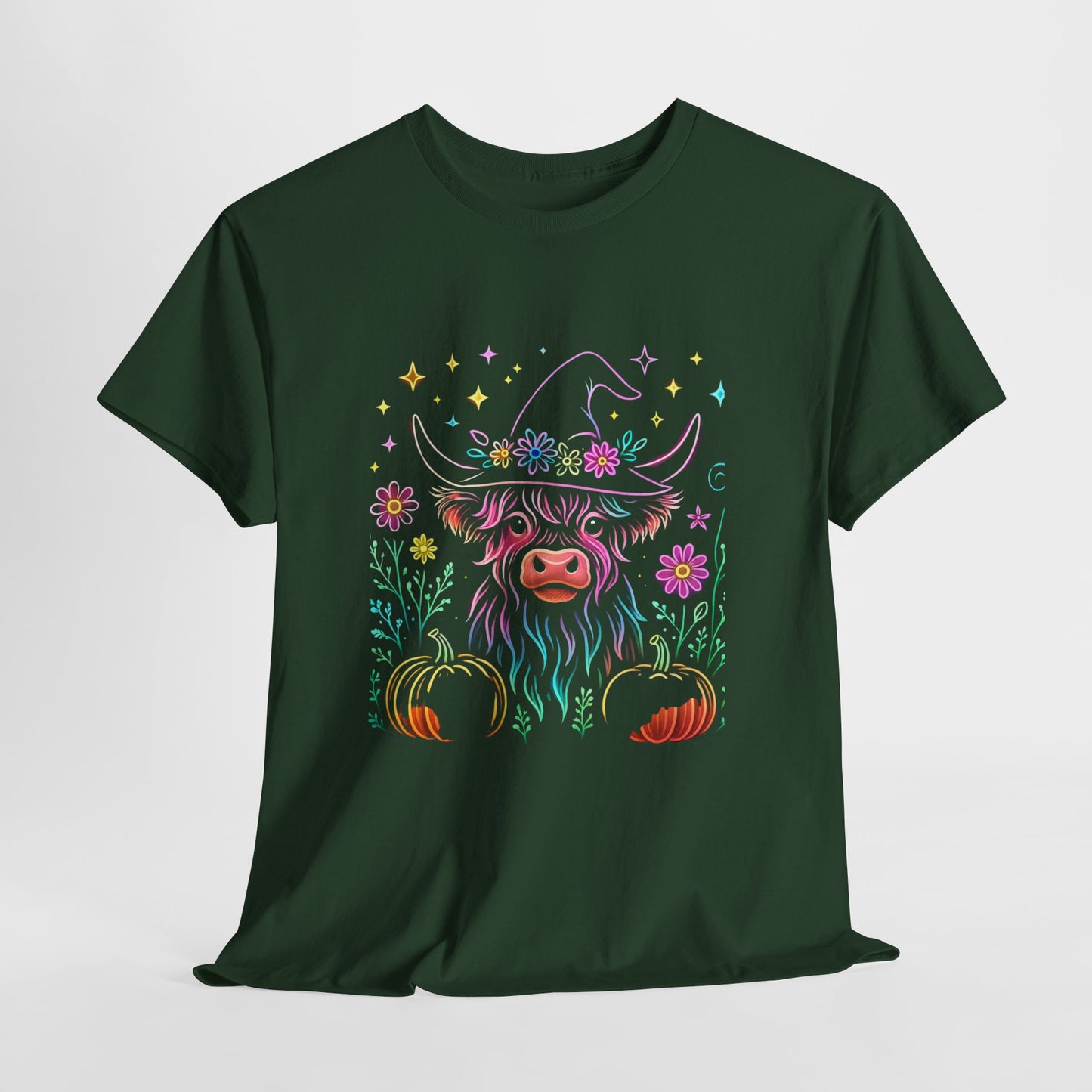 🎃 Magical Highland Cow Tee – Witchy Pumpkin Farm Shirt