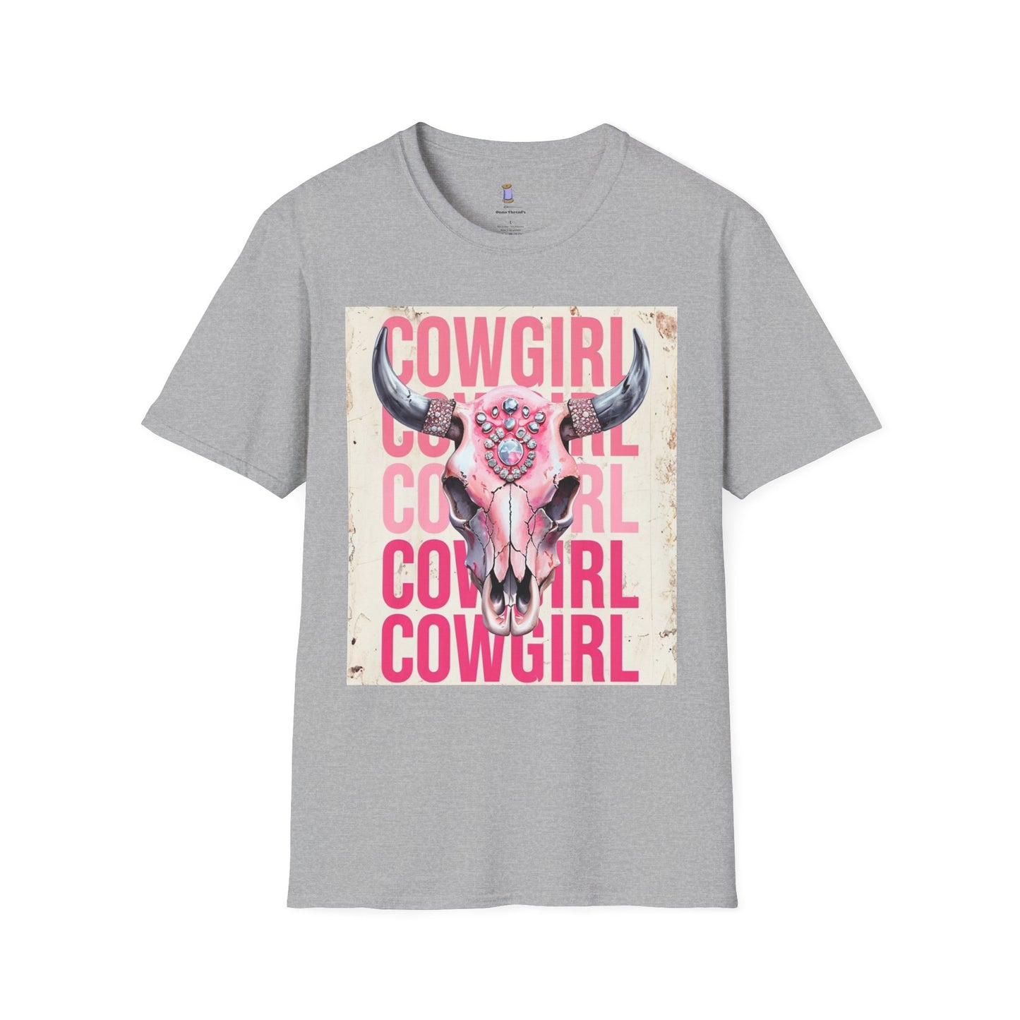 Cowgirl Skull Graphic Tee, Unisex Softstyle T-Shirt, Western Style Shirt, Gift for Cowgirls, Country Music Lover Shirt, Rodeo Outfit