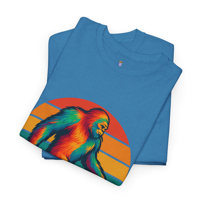 Colorful Bigfoot Unisex T-Shirt, Fun Graphic Tee for Nature Lovers, Perfect for Holidays, Festivals, Camping, Gifts