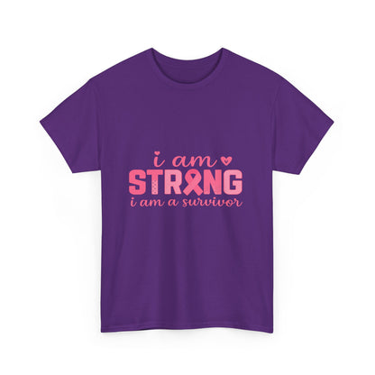 I AM STRONG - Pink Ribbon Breast Cancer Awareness Tee