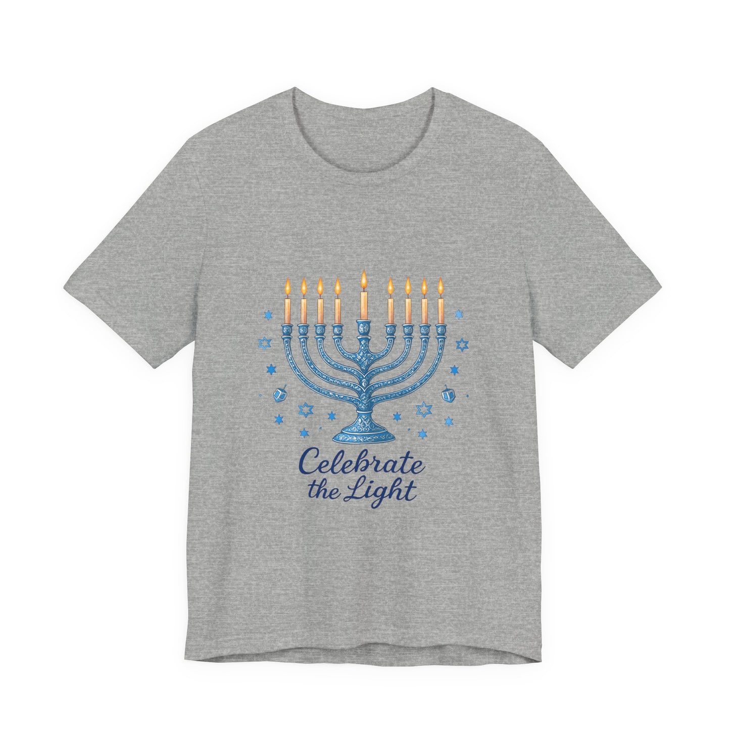 Hanukkah Menorah Tee — "Celebrate the Light" Holiday T‑Shirt
