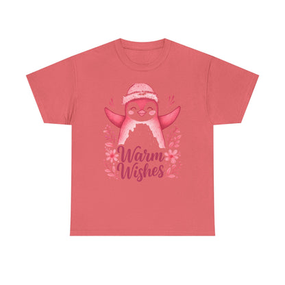 Warm Wishes Pink Penguin Tee - Holiday Tee