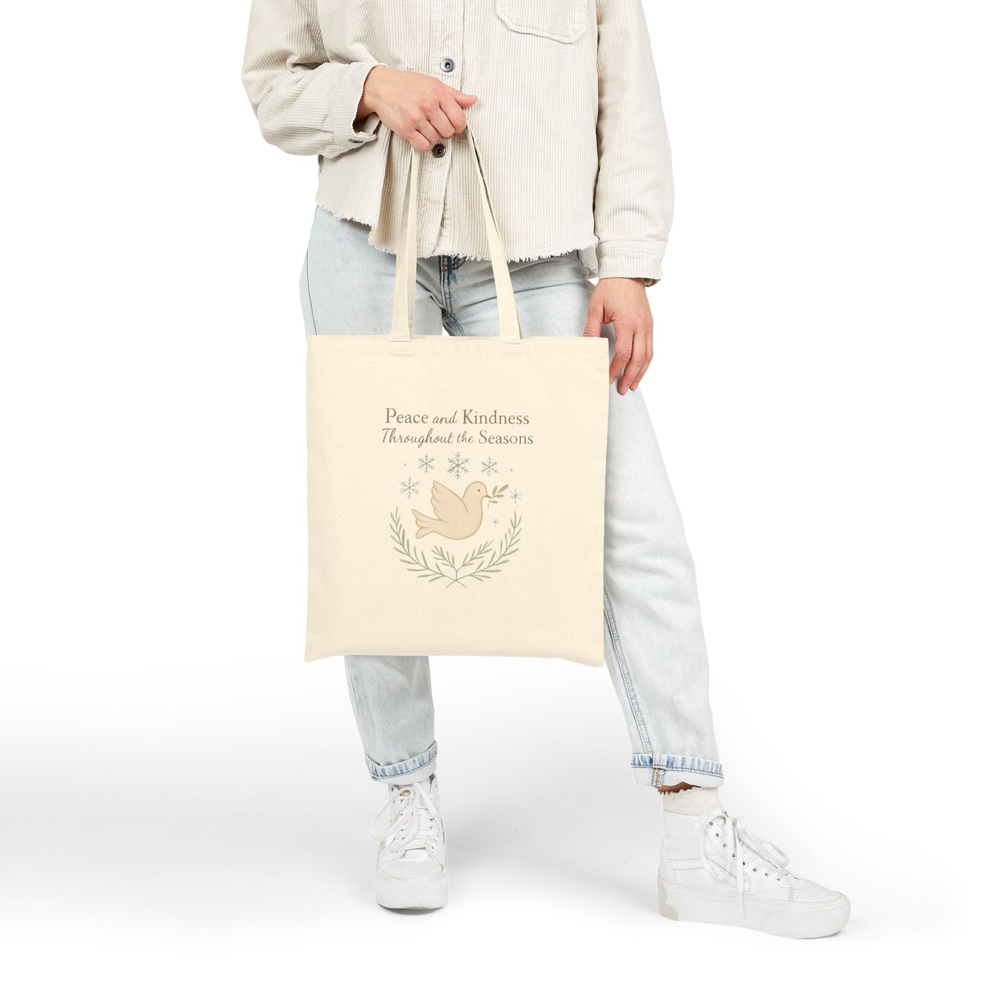 Peace and Kindness Throughout the Seasons Cotton Canvas Tote