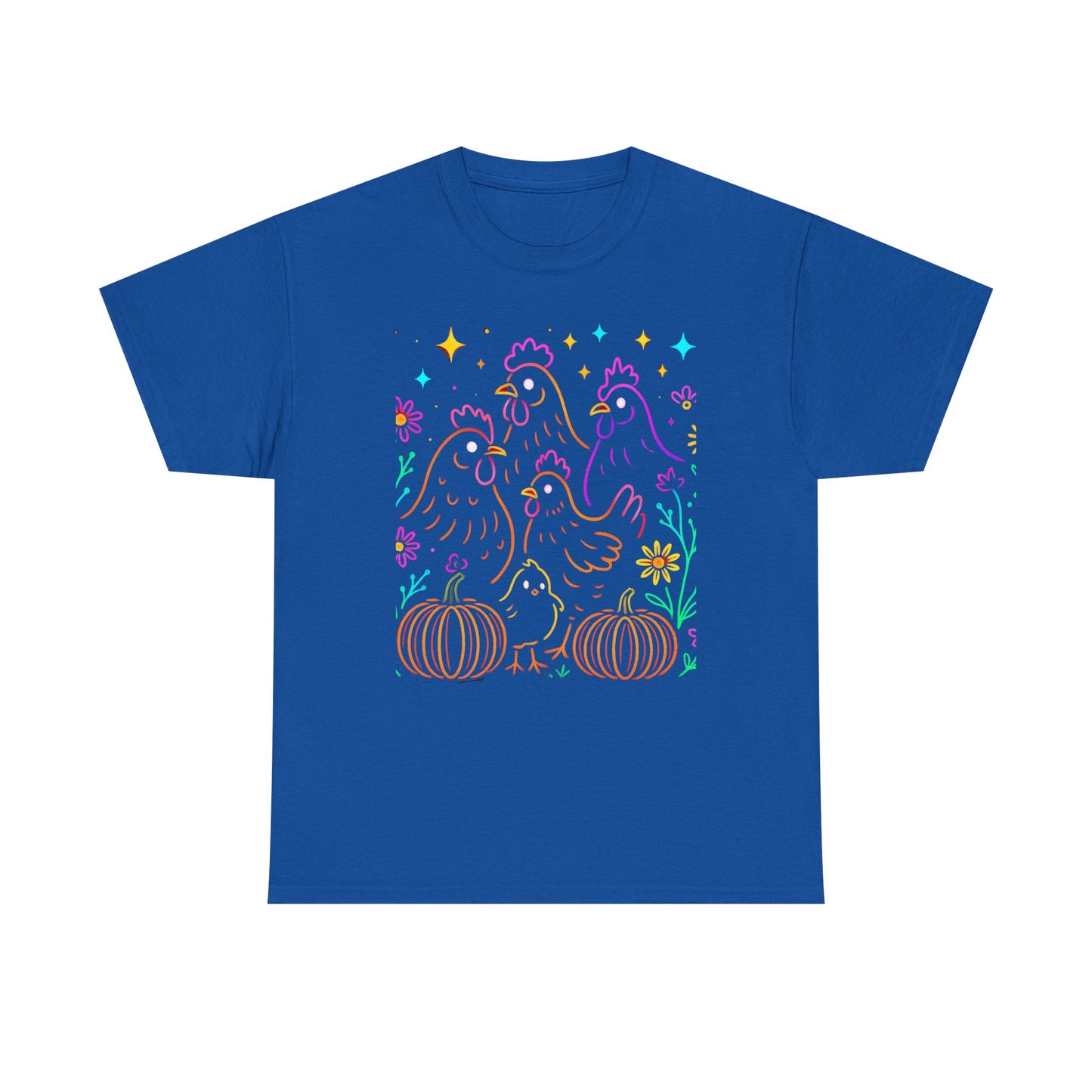 Autumn Glow Chicken Tee – Colorful Farmhouse Pumpkin Shirt