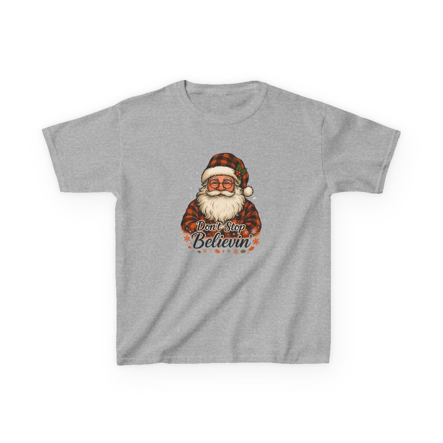 Lumberjack Santa Dino Kids Tee - Don't Stop Believin'
