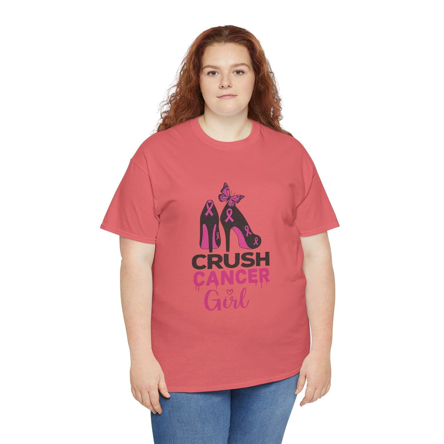 Crush Cancer Girl Tee: High Heels, Pink Ribbon, Hope