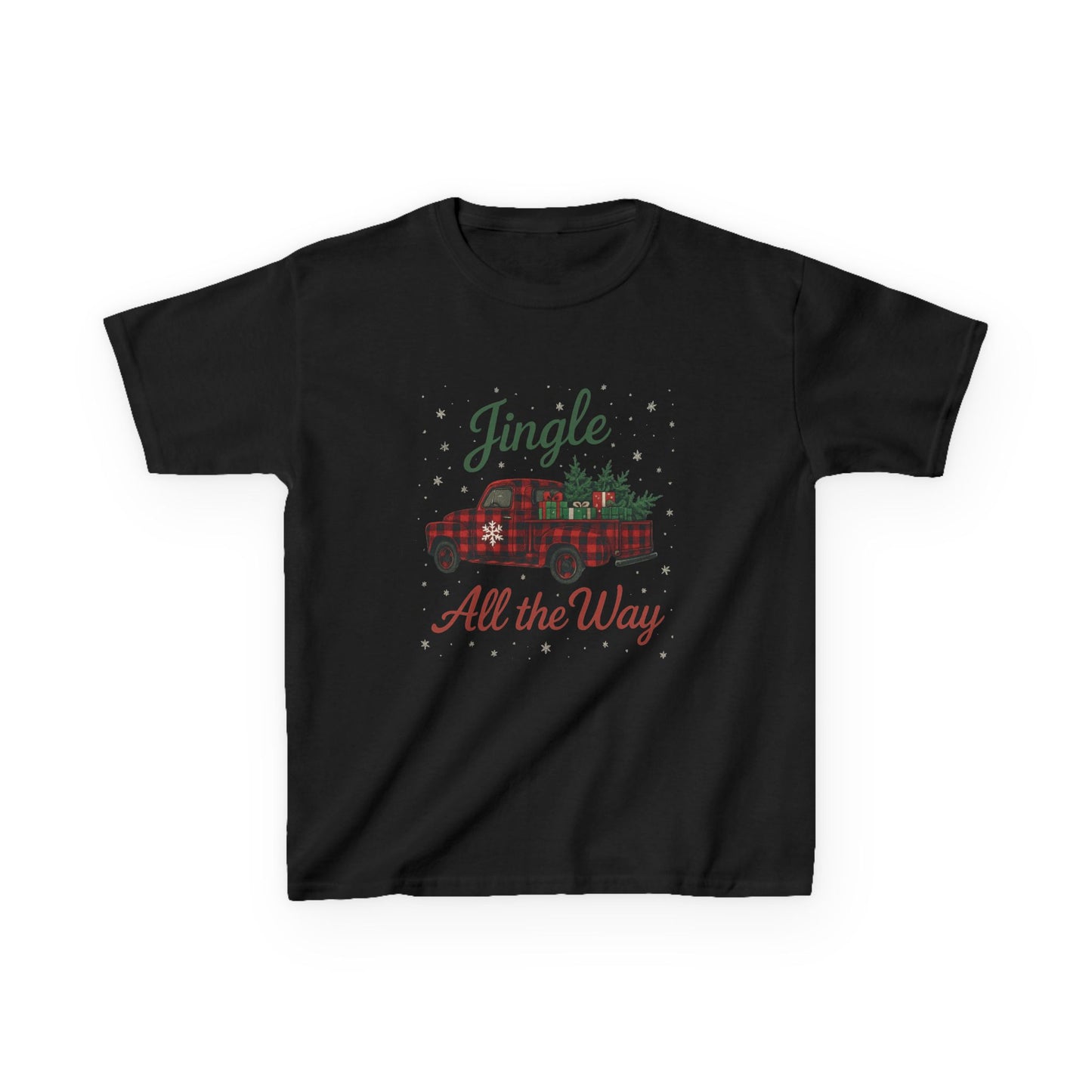 Jingle All The Way Dino Truck Kids Christmas Tee