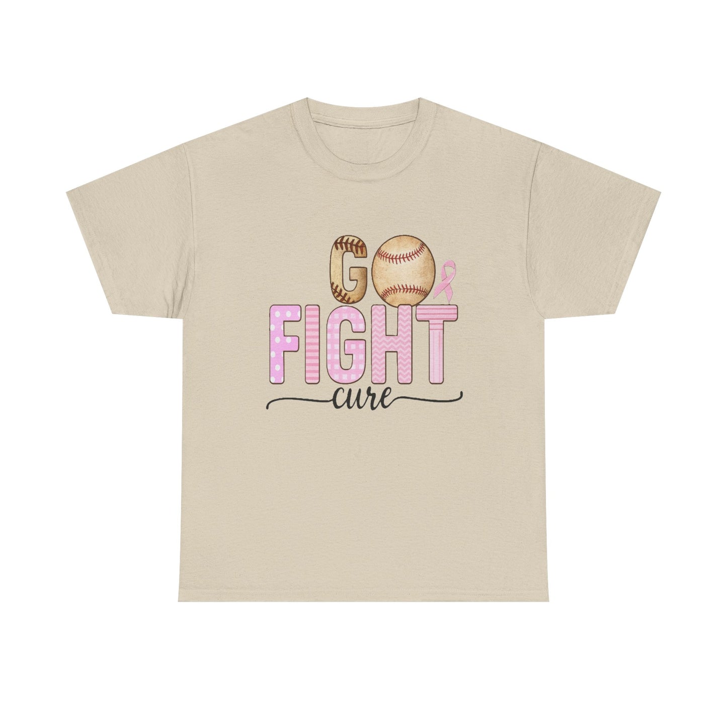 Go Fight Cure Baseball Pink Ribbon Awareness Tee