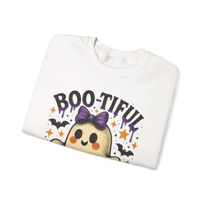 Boo-tiful Ghost Halloween Sweatshirt - Retro Fall Apparel