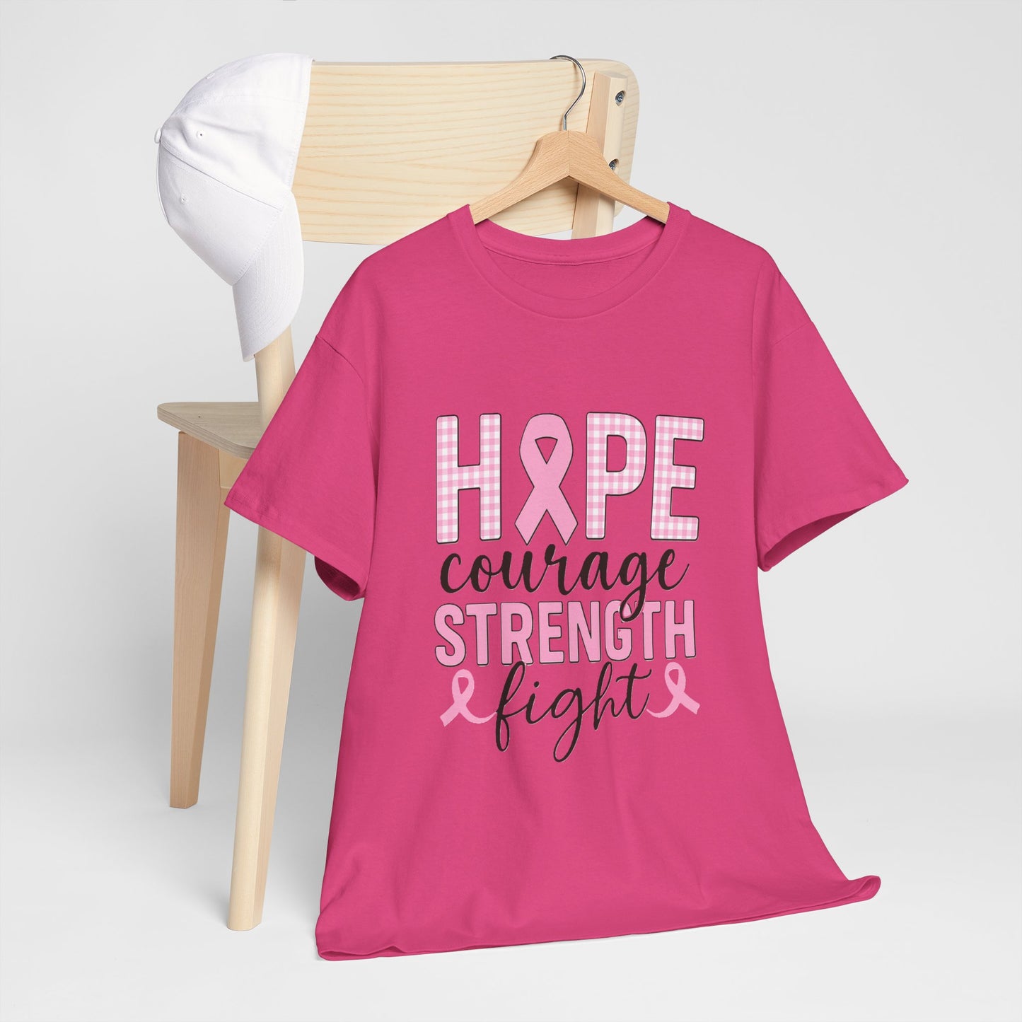 Hope, Courage & Strength Pink Ribbon Awareness Tee