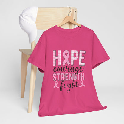 Hope, Courage & Strength Pink Ribbon Awareness Tee