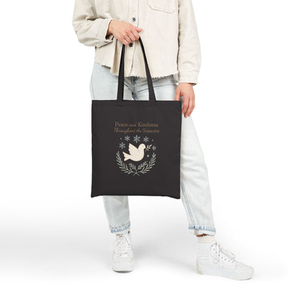 Peace and Kindness Throughout the Seasons Cotton Canvas Tote