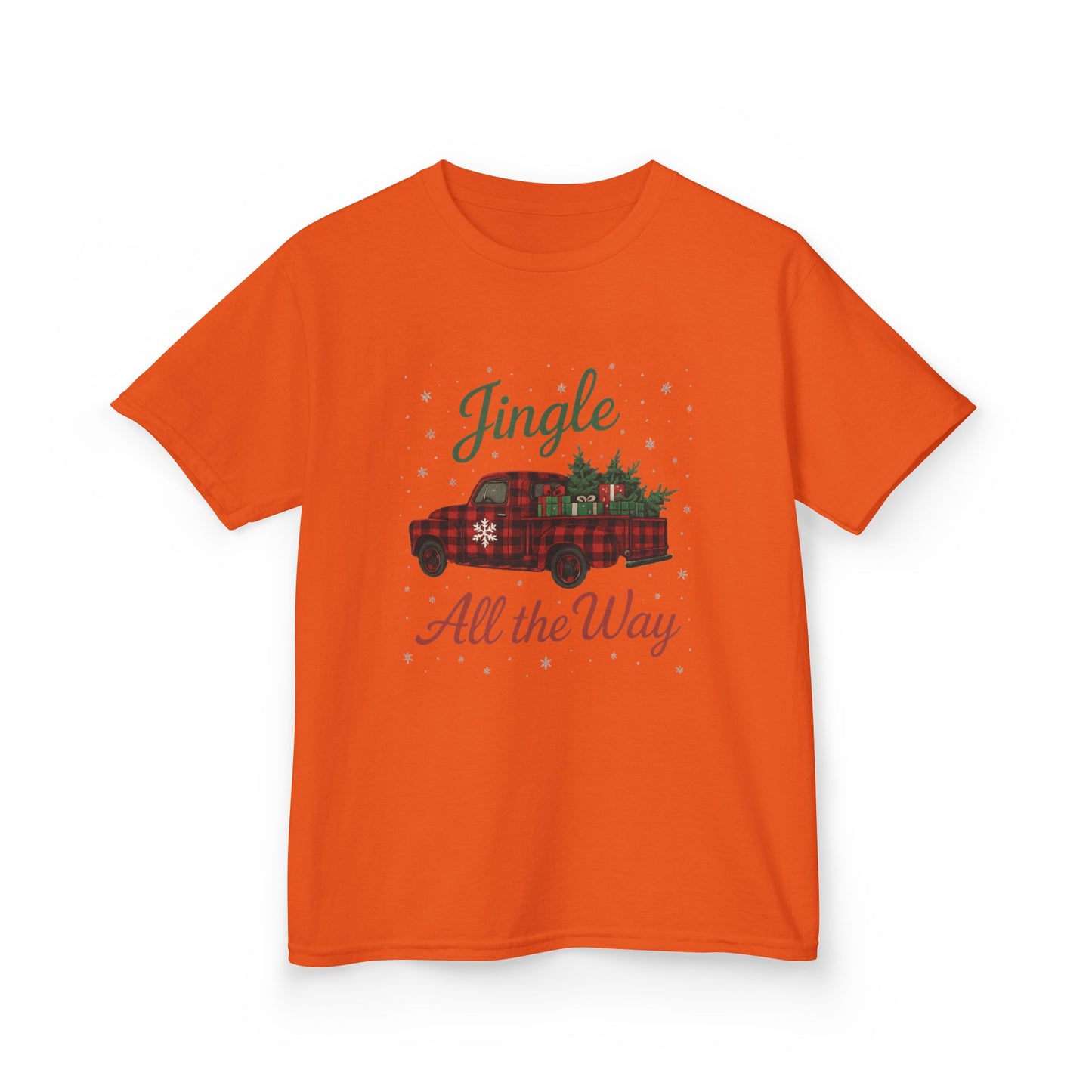 Jingle All The Way Dino Truck Kids Christmas Tee
