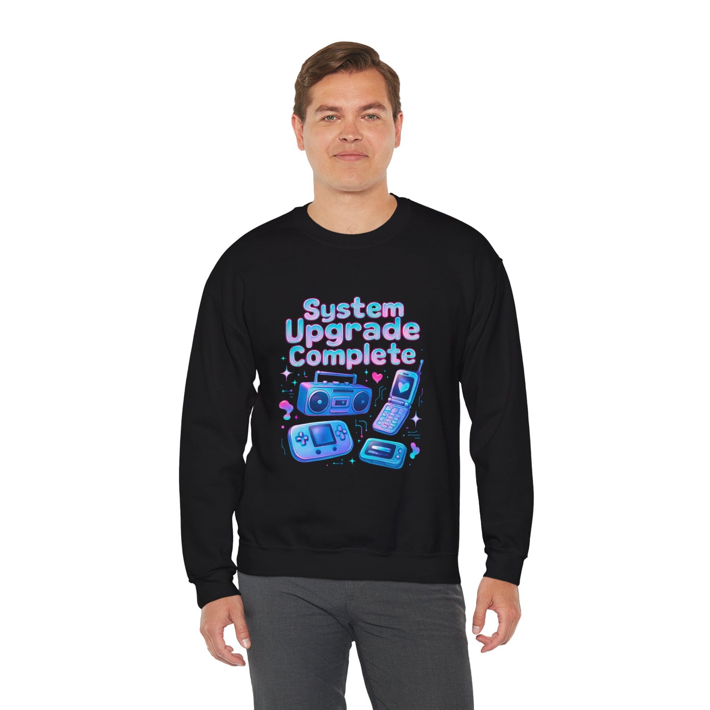 Crewneck Sweatshirt — "System Upgrade Complete" Retro Gaming Graphic
