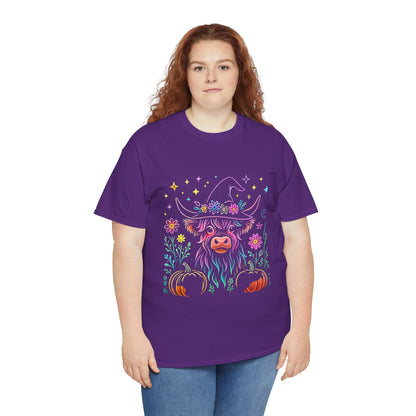 🎃 Magical Highland Cow Tee – Witchy Pumpkin Farm Shirt