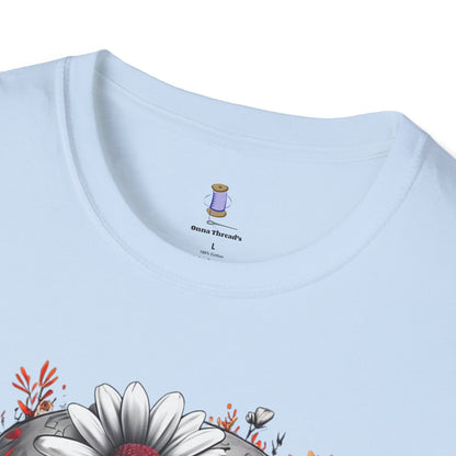Skull & Flower Graphic T-Shirt, Unisex Casual Tee, Edgy Fashion Wear, Festival Outfit, Gift for Halloween & Day of the Dead
