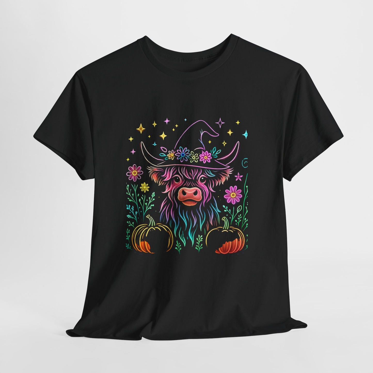 🎃 Magical Highland Cow Tee – Witchy Pumpkin Farm Shirt