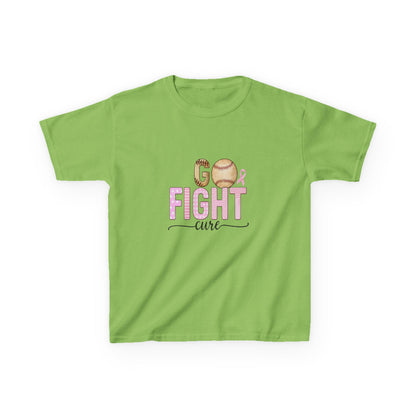 Go Fight Cure Baseball Pink Ribbon Kids Christmas Tee